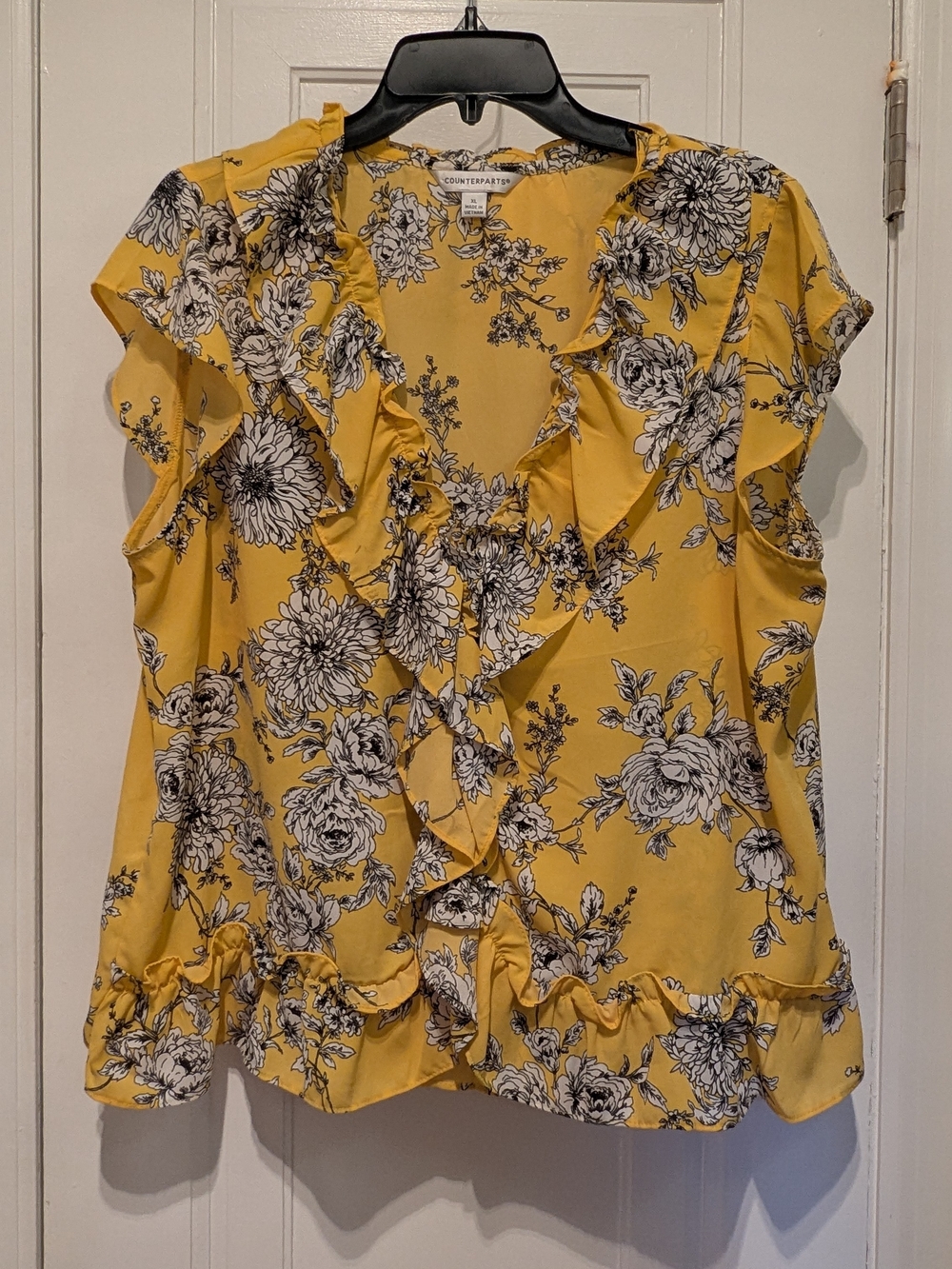 Counterparts Yellow Floral Ruffle Front Blouse
